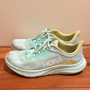 Hoka Aqua and Green Athletic Shoes